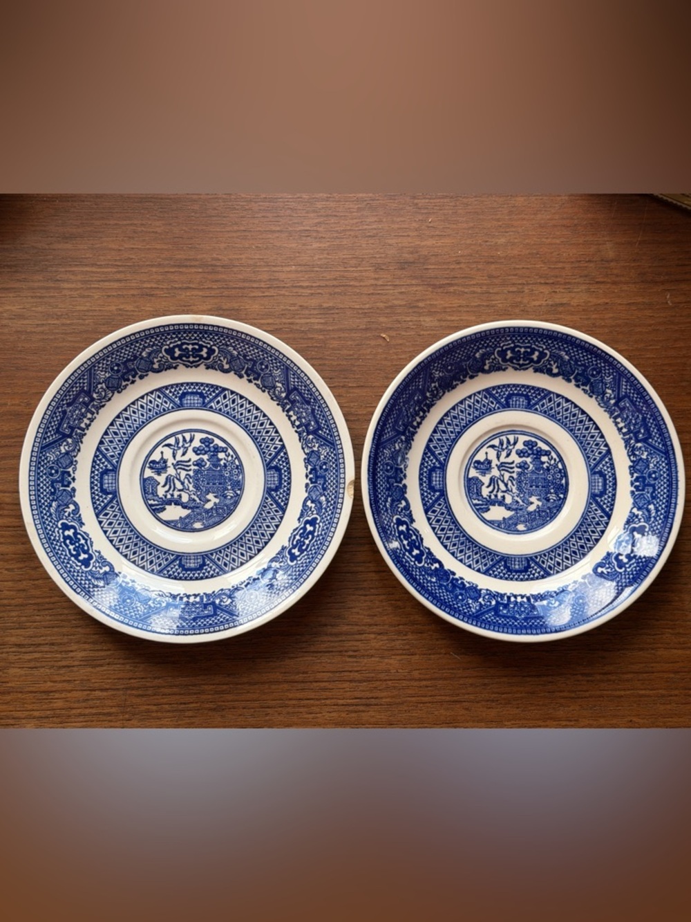 Blue and White Ceramic Saucers Plates - Classic Willow Pattern
